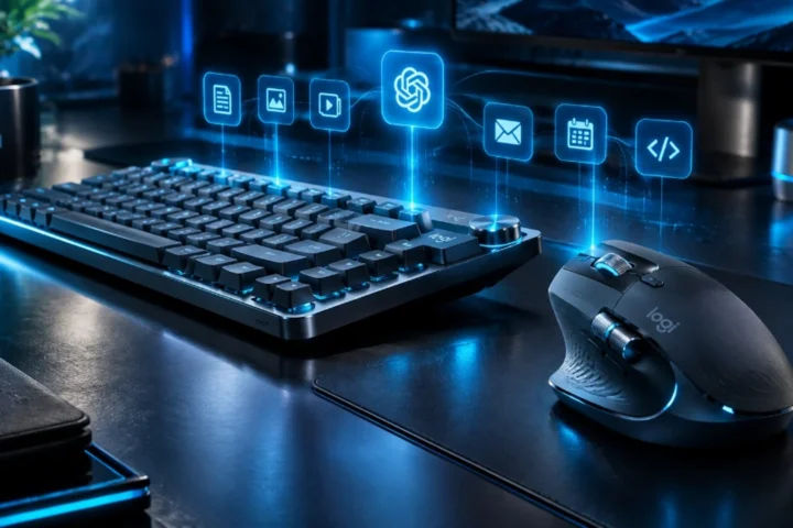 Mouse Logitech MX Master 4S e teclado MX Mechanical 2 com nós de atalhos IA iluminados