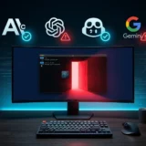 Dark terminal with a coding-agent plugin opening like a backdoor, cyan light and a red alert