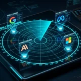 Tela de radar ciano com blips marcando as principais notícias de tecnologia da semana de 9 a 16 de setembro de 2026