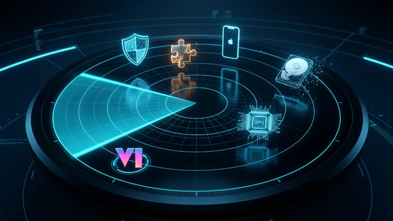 Cyan radar screen with blips marking the top tech stories of the week of September 17–20, 2026
