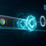 Barra de endereços do navegador com resposta de IA em destaque e gráficos de tráfego ciano, ilustrando SEO em 2026