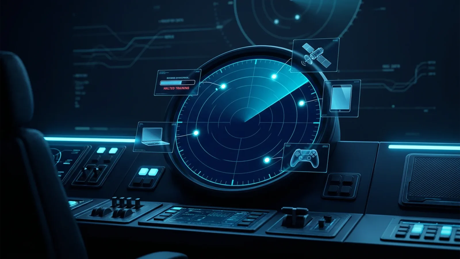 Tela de radar ciano com blips marcando as notícias de tecnologia da semana de 28 de setembro a 2 de outubro de 2026